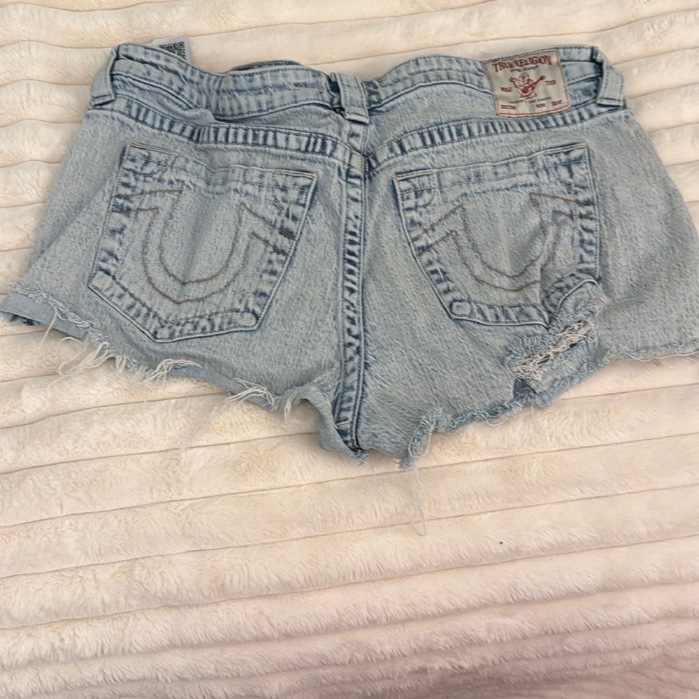 True Religion Light Blue Denim Shorts
